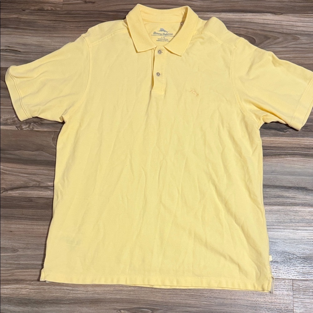 Tommy Bahama Shirt Men’s Sz. L Yellow Pique Polo Cotton Short Sleeve Golf